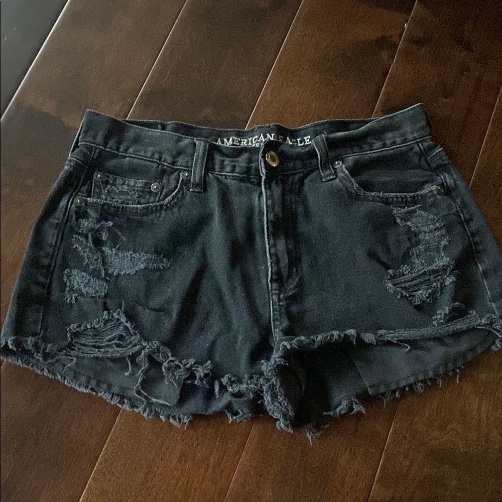American Eagle Outfitters Black Distressed Jean Shorts